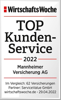 WiWo TOP KundenService 2022 Mannheimer Versicherung AG Sinfonima
