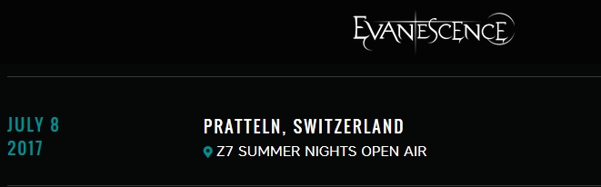 Evanescence Pratteln Schweiz